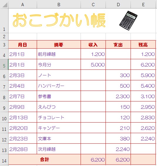 おこづかい帳